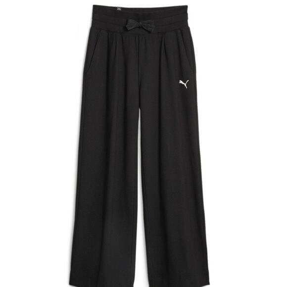 NWT Puma HER Women's High Waist Waffle Weave Wide Leg Pants Black Size Small - Picture 1 of 9